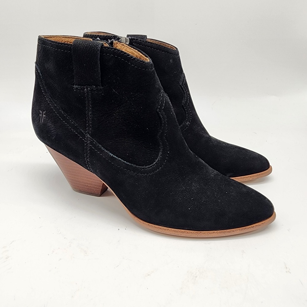 Frye Judith Ankle Booties Women's 6.5M Black Suede Western Zip Boots
